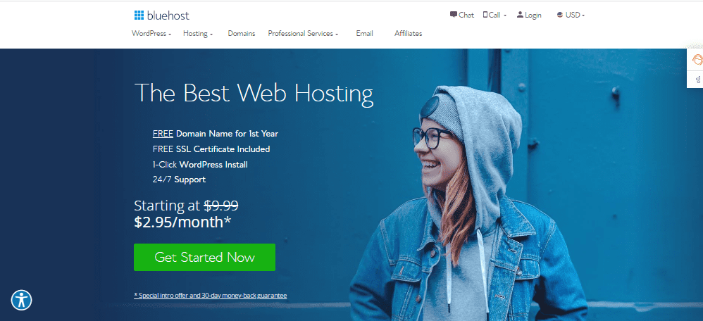 bluehost official home page screen shot