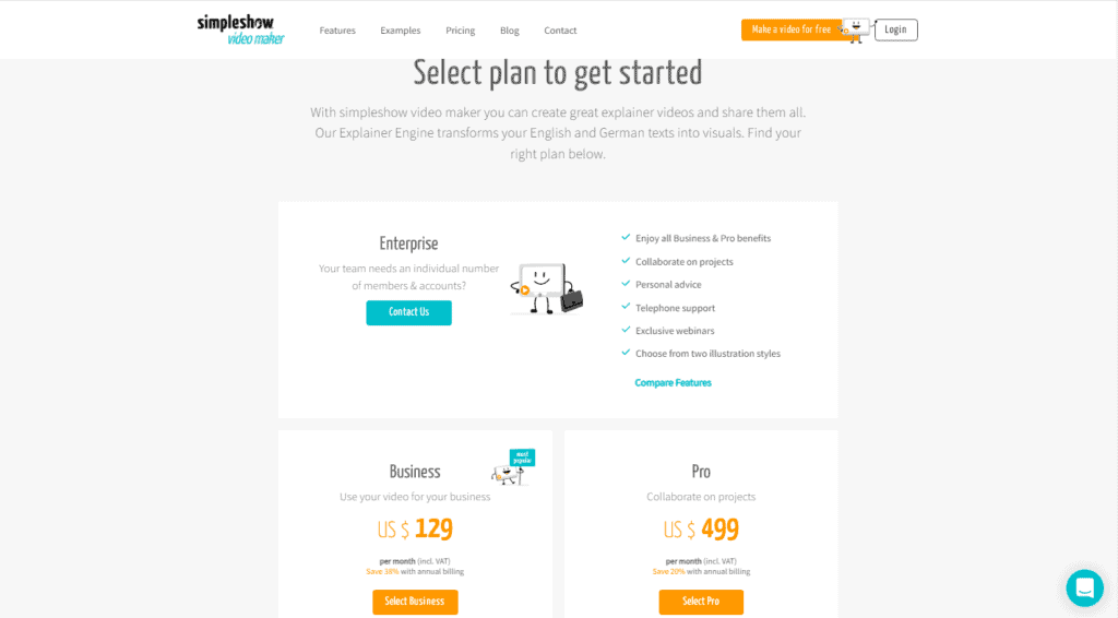 simpleshow pricing plans