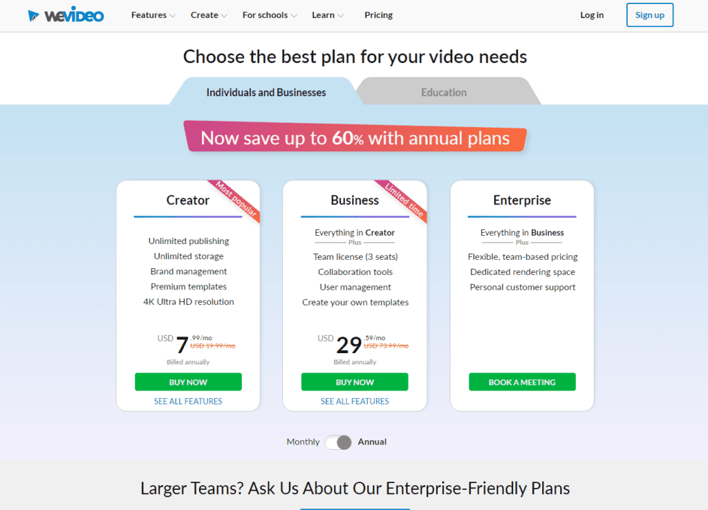 wevideo official price packs