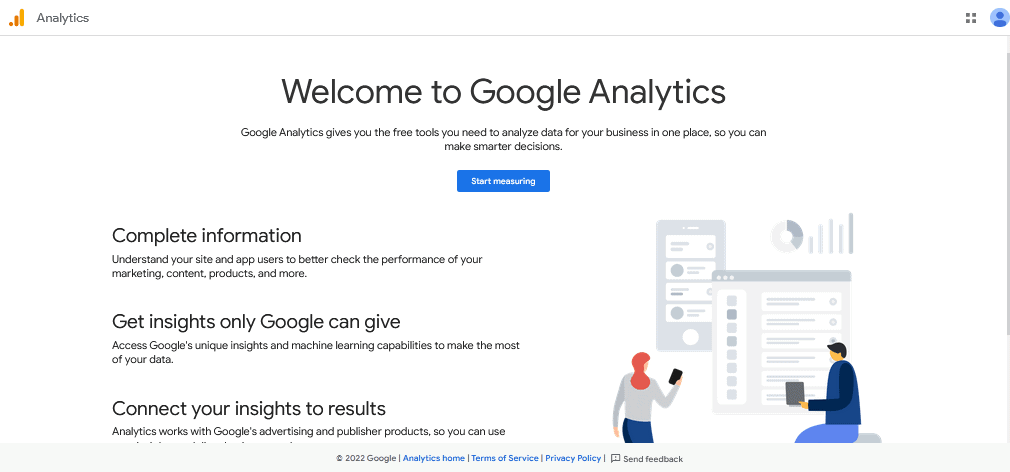 Google Analytics home page screenshot