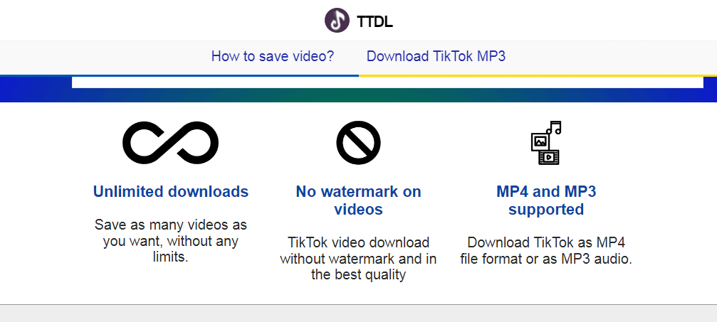 TikTokDownload features screenshot