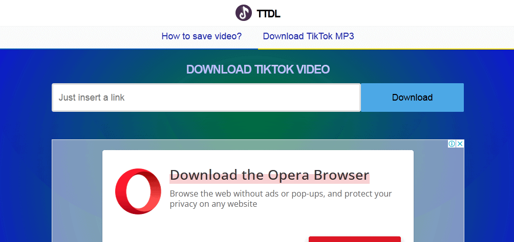TikTokDownload home page screenshot