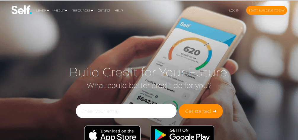 self credit builder home page screenshot