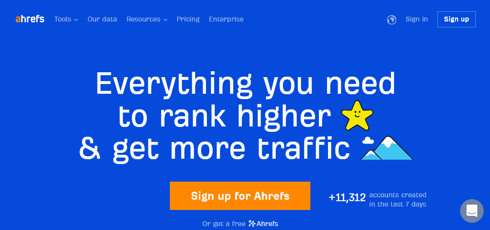 Ahrefs home page screenshot