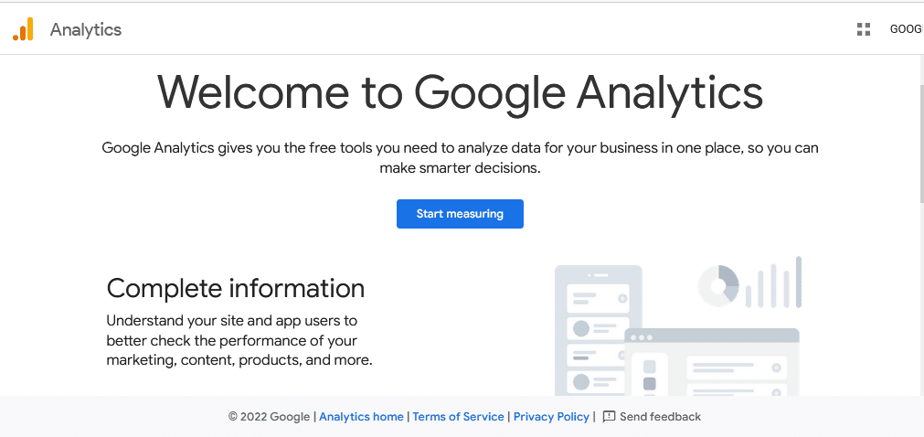 Google Analytics official home page screenshot