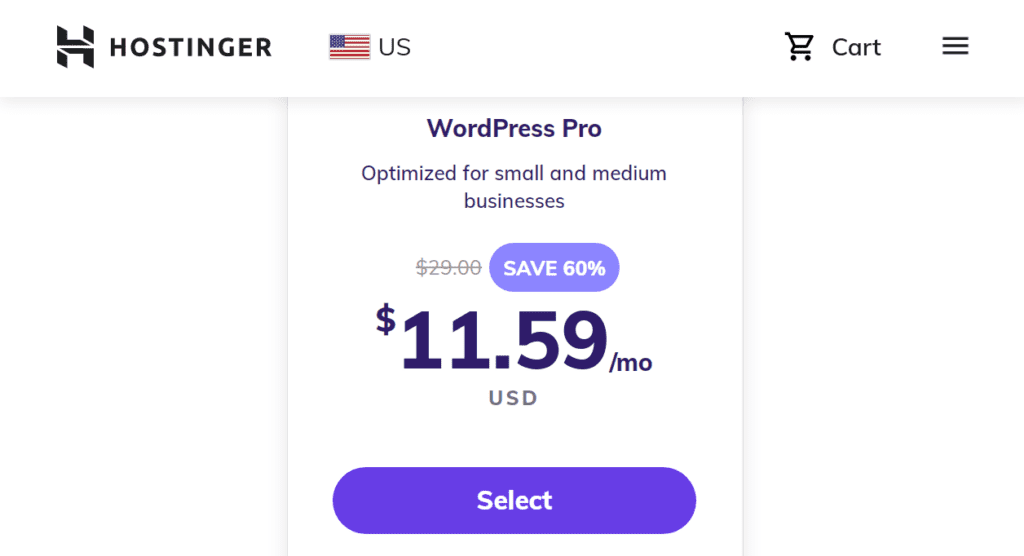 hostinger wordpress pro plan screenshot